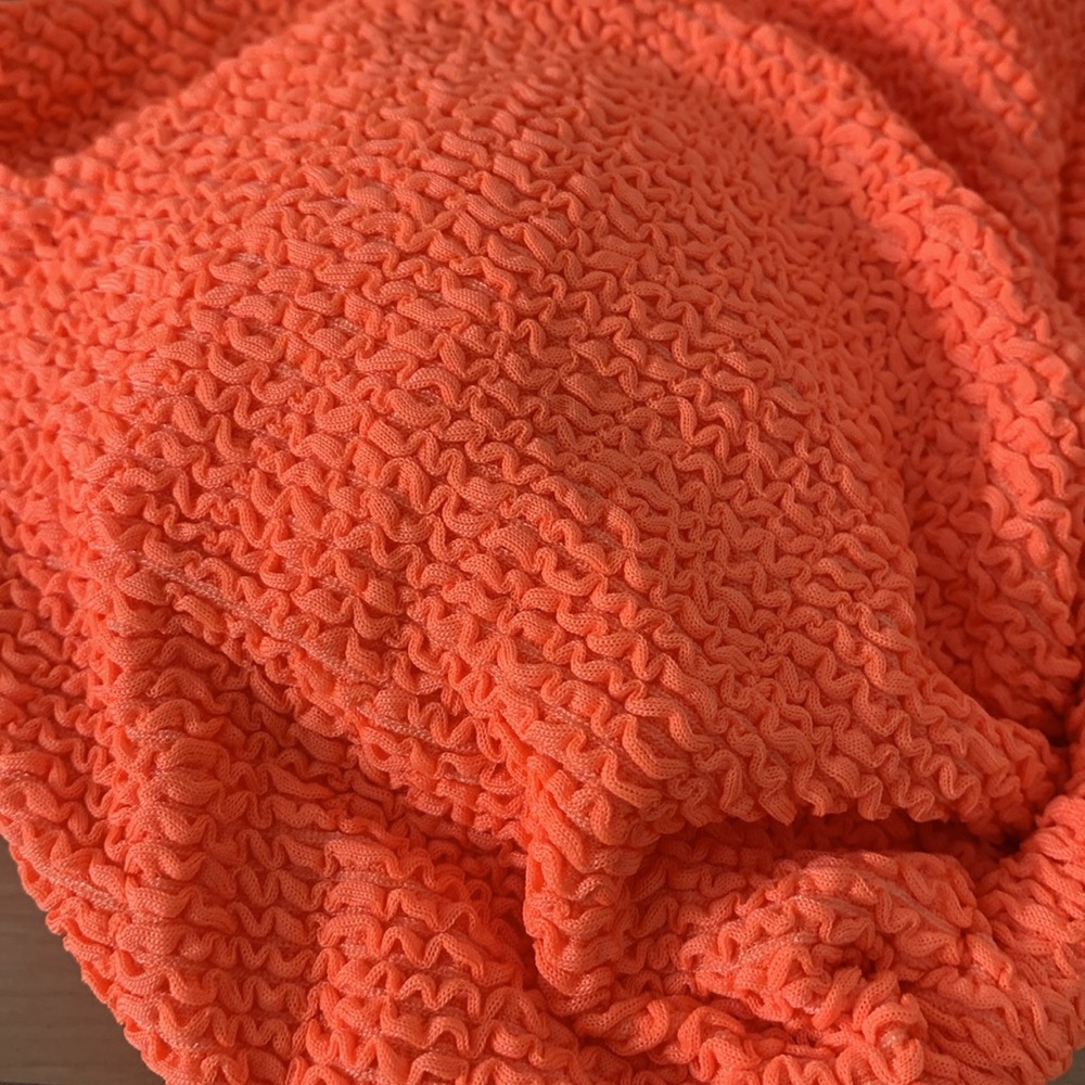 Cacique Swim Lane Bryant Plus Size 10 Neon Orange Crinkle String Bikini Hi Leg - Picture 12 of 13